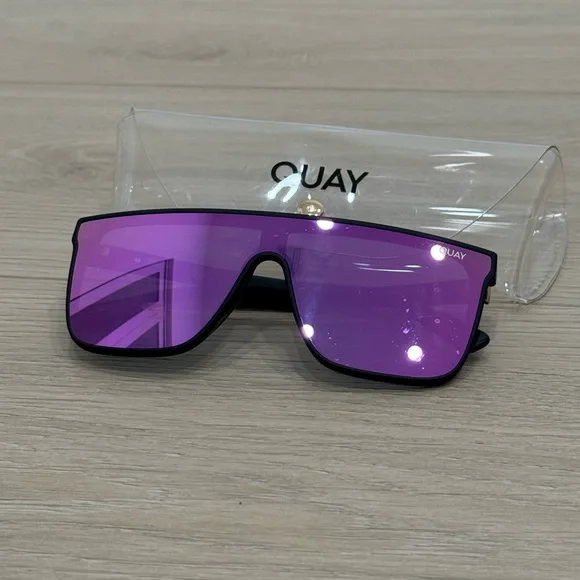 Quay Australia Black and Purple Sunglasses Quay Australia Nightfall Bling 2.0 RARE Shield Sunglasses  main image 4